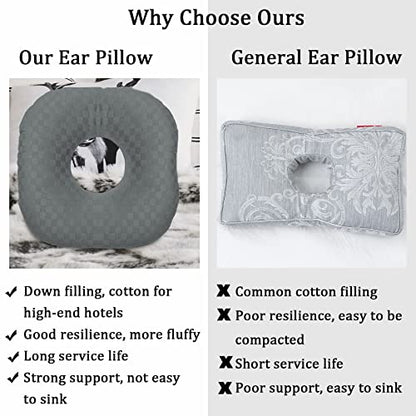 Ear Piercing Pillow with Hole for Cartilage Piercings, CNH Support - color: Dark Gray