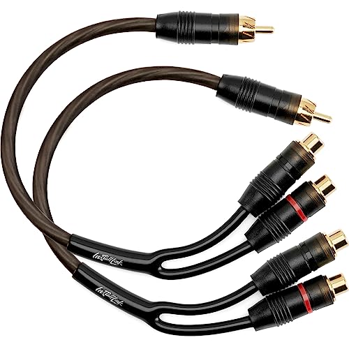 Install Link RCA Y Adapter Cable, 1-Male to 2-Female Splitter, 2-Pack (OFC) | Pure OFC Copper, 1ft, Feeds One Stereo Signal to Two Components, for Subwoofer, Home Theater, Car Audio Amplifier, Studio - color: Frosted Black, size: 1-Male to 2-Female