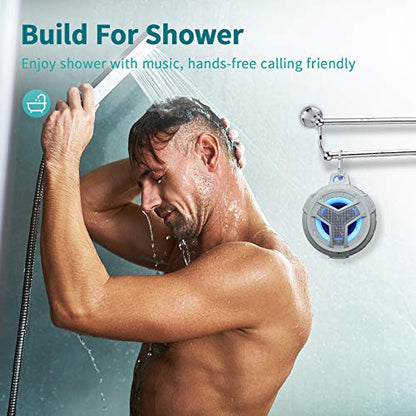 EBODA Bluetooth Shower Speaker, Waterproof Portable Bluetooth Speakers, IP67 Waterproof Wireless Speaker with LED Light, Floating, 2000mAh, True Wireless Stereo for Kayak, Beach, Gifts for Men, Women