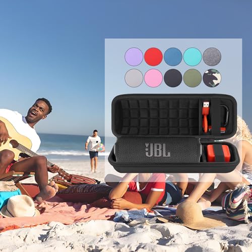 co2CREA Hard Travel Case for JBL Flip 7/6/5/4 Speaker, Black - color: Black Case + Inside Black