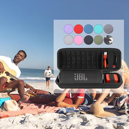 co2CREA Hard Travel Case for JBL Flip 7/6/5/4 Speaker, Black - color: Black Case + Inside Black