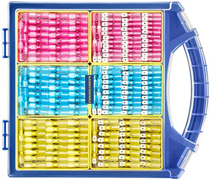 haisstronica 560PCS Heat Shrink Spade Connectors, 22-10 AWG, Male/Female | Quick Disconnects for Component Service, Reinforced Refillable Case, Removable Size Bins, Wire Connectors - size: AWG 22-10, style: Male&Female Kit 560PCS