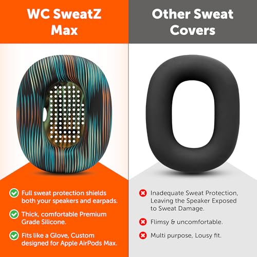 WC SweatZ Max - Patented Silicone Sweat Covers for AirPods Max 1 | Made by Wicked Cushions | (Does Not Fit AirPods Max 2). Sweatproof, Full Earpad Protection | The Simulation - color: The Simulation