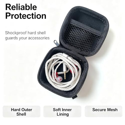 Accessories Bag Carrying Box Earphone Case (Black with Mesh) | Protective Storage - color: Black with Mesh