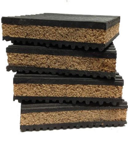 Cork & Rubber Anti Vibration Pads 6" x 6" (Package of 4) - size: 6" X 6" X 7/8"