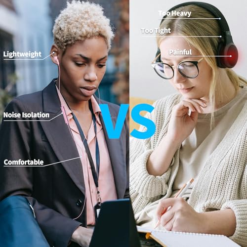 USB Headphones with Mic for Laptop PC, 7.5ft Magnetic Wired Earbuds Pink | Noise Isolation in-Ear Earphones with Mute Volume Control Stereo Bass for Dell/HP/Acer/Chromebook/Desktop/Zoom Meeting/School - color: Rose-Pink