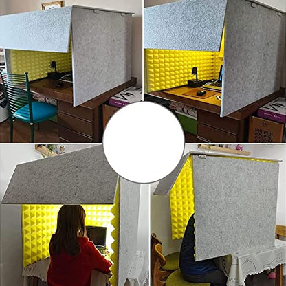 Soundproof Booth Desktop Partition 60cm Portable Studio Enclosure for Noise Reduction in Home and Bedroom (Yellow) - color: Yellow