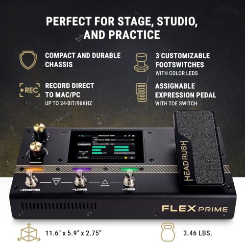 HeadRush Flex Prime Electric Guitar Multi-Effects Pedal | Multi-Effects Processor with Amp Cloner, Looper, Auto-Tune, Wi-Fi, Bluetooth, Touchscreen, Drum Machine, Neural Amp Modeler - style: Flex Prime