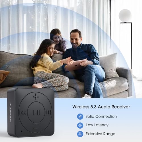 MIPEACE Bluetooth Adapter for Wired Headphones, 3.5mm Aux, Black