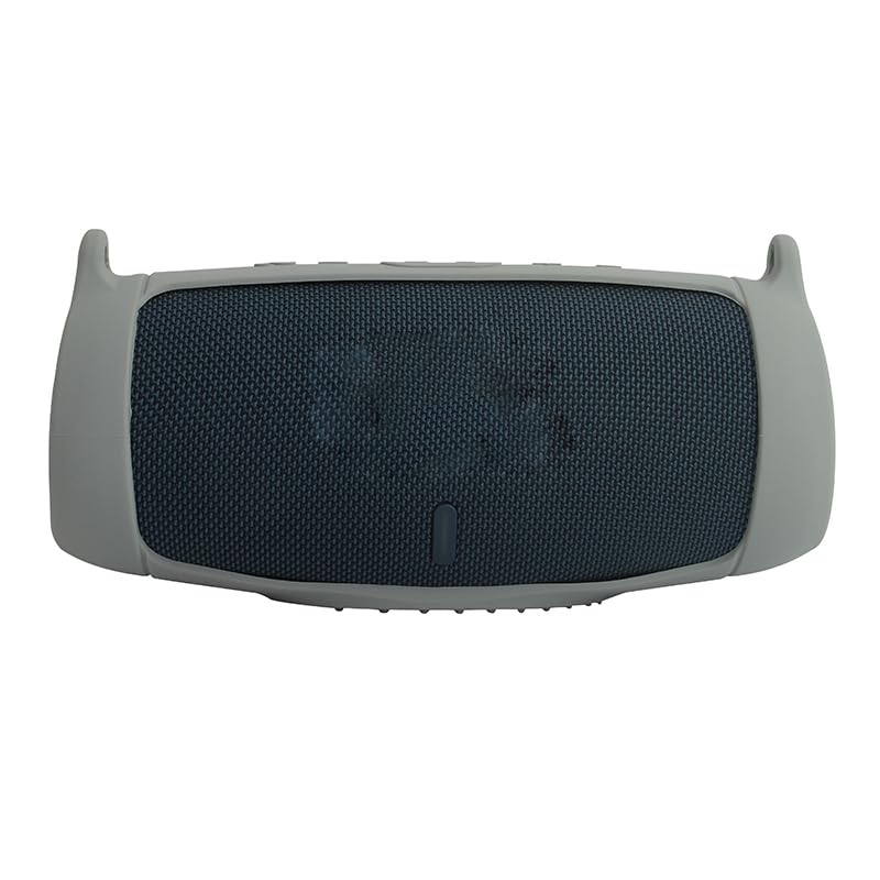 Protective Silicone Case Cover for JBL Charge 5 Bluetooth Speaker Soft Carrying Skin Sleeve with Shoulder Strap & Carabiner,Speaker Accessory (Gray) - color: gray