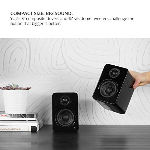 Kanto YU2GB PC Gaming Desktop Speakers | 3" Composite Drivers | 3/4" Silk Dome Tweeter | Class D Amplifier | 100 Watts | Built-in USB DAC | Subwoofer Output | Pair | Gloss Black - color: Gloss Black