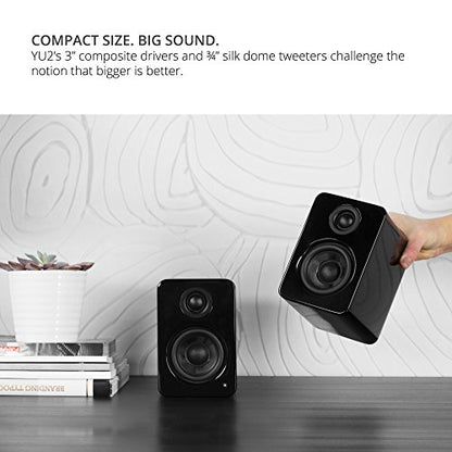 Kanto YU2GB PC Gaming Desktop Speakers | 3" Composite Drivers | 3/4" Silk Dome Tweeter | Class D Amplifier | 100 Watts | Built-in USB DAC | Subwoofer Output | Pair | Gloss Black - color: Gloss Black