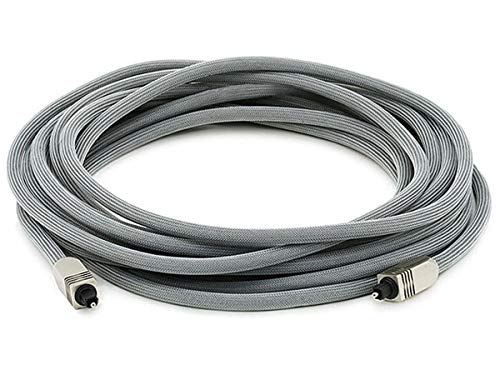 Monoprice 102766 Premium S/PDIF (Toslink) Digital Optical Audio Cable - Silver - 25ft | Heavy Duty Mesh Jacket, Metal Connector Heads, For Play Station, Xbox one, Home theater & More,Black - size: 25ft