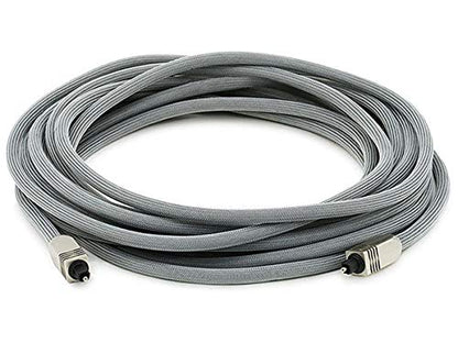 Monoprice 102766 Premium S/PDIF (Toslink) Digital Optical Audio Cable - Silver - 25ft | Heavy Duty Mesh Jacket, Metal Connector Heads, For Play Station, Xbox one, Home theater & More,Black - size: 25ft