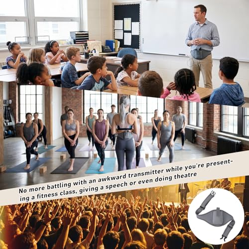 1 Pack Mic Belt Waist Strap Breathable and Stretchy Microphone Belt Holder Waistband Bag Case Carrier Pouch for Fitness Instructors, Theater, Speakers(Gray) - color: Gray