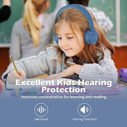 AILIHEN I35 Kids Headphones for School with Mic, 93dB Safe Volume, Blue | Wired On Ear Headphones for Girls Boys, 3.5mm Foldable Lightweight for Classroom Chromebook, Laptop, Computer, Tablet - color: Indigo
