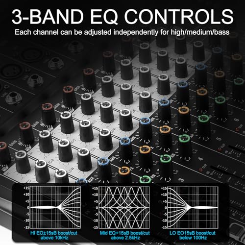 8-Channel Audio Mixer, Recording Sound Board with Bluetooth