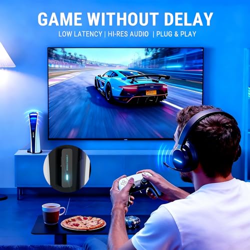 Middle Rabbit D1 Bluetooth 5.4 Audio Adapter for PS5 【Compatible with AirPods Pro 2】 Wireless Transmitter with aptX Adaptive & HD, Low Latency, Qualcomm Chip, Dongle for Earbuds, Headphones, Speaker