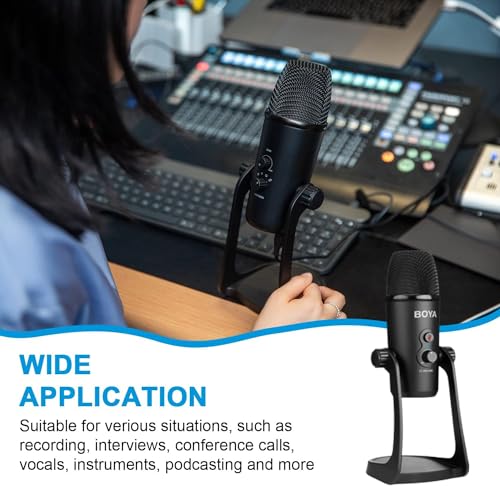 Boya BY-PM700 Multi-Pattern USB Microphone for Windows and Mac Computers with Headphone Output, Black