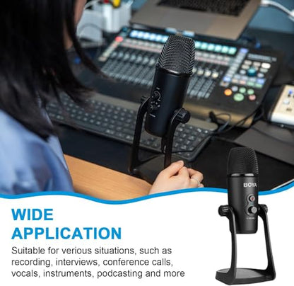 Boya BY-PM700 Multi-Pattern USB Microphone for Windows and Mac Computers with Headphone Output, Black