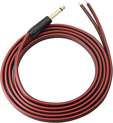 Yuchenfeng 1/4" TS Mono Plug to Bare Wire Speaker Cable - 6.35mm Male Adapter Replacement Open End for Guitar, Mic & DJ Gear | Hi-Fi Audio (5FT) - size: 5FT