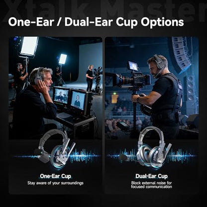 SYNCO XTALK Master Dual-Ear 8 User Wireless Intercom Headset System | Telephone Headsets Communication System Random Master Device 2.4GHz Full Duplex 500 M/1640 FT Real-time Monitoring - size: 8 pcs