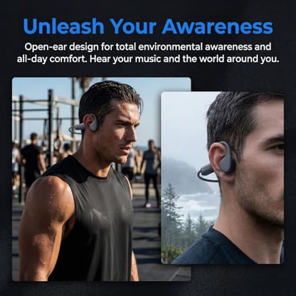 Bone Conduction Headphones, Bluetooth 5.4 Open-Ear Sports Headphones | Wireless with Mic, 12H Playtime, IPX6 Sweatproof, Secure Fit for Running, Cycling and Workouts (Beige) - color: Beige