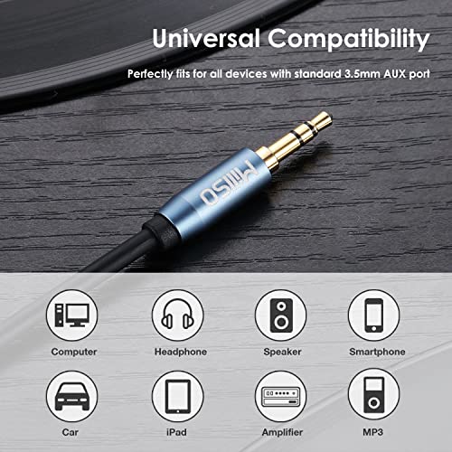 3.5mm Headphone Extension Cable 33 FT TRS 3.5mm Male to Female Cord | Sapphire Blue, Metal Shell, Premium Stereo Audio Jack Extension Adapter Auxiliary Aux Cord for Headphone, Speaker, Soundbox - size: 33 ft