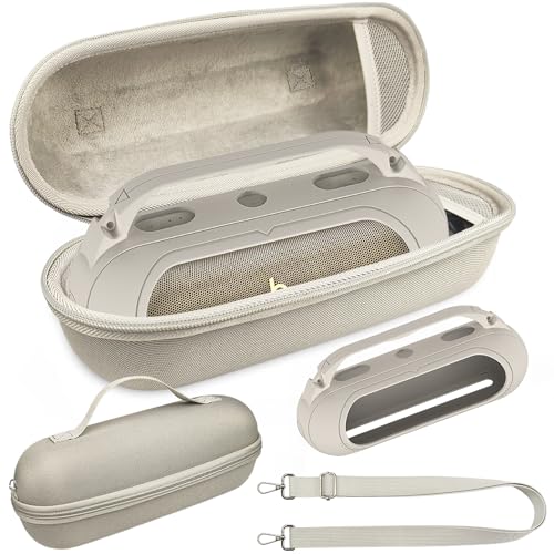 Protective Case for Beats Pill Bluetooth Speaker with Handle | Silicone Cover and Hard Carrying Case for Beats Pill Speaker Accessories with Shoulder Strap (Light Gray) - color: Light Gray