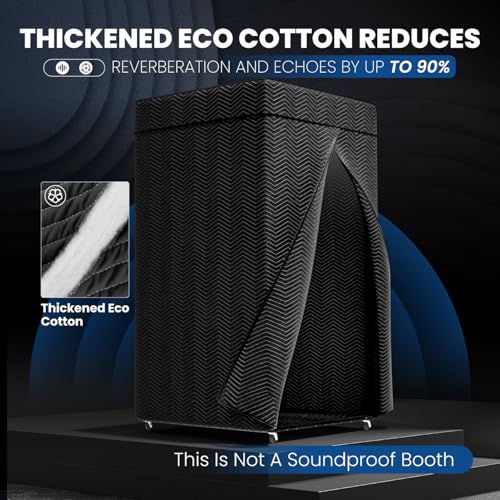 XL Portable Vocal Booth,Recording Booth Sound Booth for Recording Echo-Free Vocals Complete Home Recording Studio Foldable with Travel Bag for Voiceovers, Podcasts & Music (XL)
