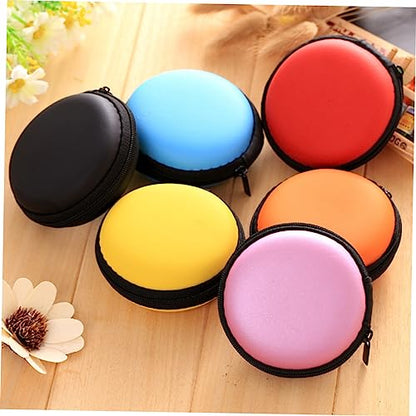 Red EVA Earphone Case, Mini Ball Shape Zipper Protect Pouch - color: Red