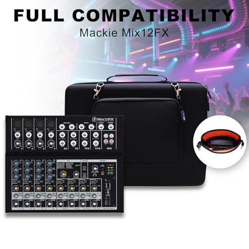 Case for Mackie Mix12FX/Behringer Xenyx 1202SFX 12-Channel Mixer | w/ Small Storage Bag, Hard Travel Protective Case