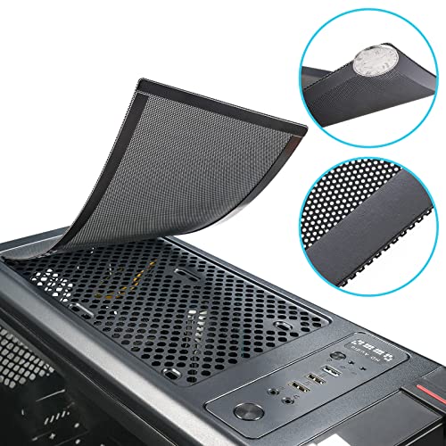 Magnetic PC Case Dust Mesh Filter, 360 x 120mm Fan Cooling Cover, 2 Pack | Black dustproof PVC computer fan grills for gaming PC chassis, power supplies, and liquid cooling radiators; washable.