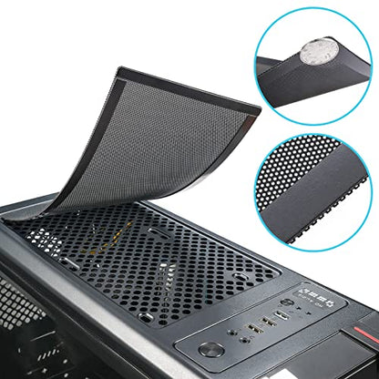 Magnetic PC Case Dust Mesh Filter, 360 x 120mm Fan Cooling Cover, 2 Pack | Black dustproof PVC computer fan grills for gaming PC chassis, power supplies, and liquid cooling radiators; washable.
