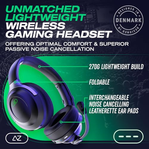 ACEZONE A-Spire Wireless Gaming Headset, Tournament-Grade Hybrid ANC, Ultra-Low Latency, Flip-to-Mute Mic, App EQ, 35+ Hr Battery, 270g, 2.4GH, BT, USB-C, 3.5mm, for PC, MacOS PS4/PS5, Switch, Mobile
