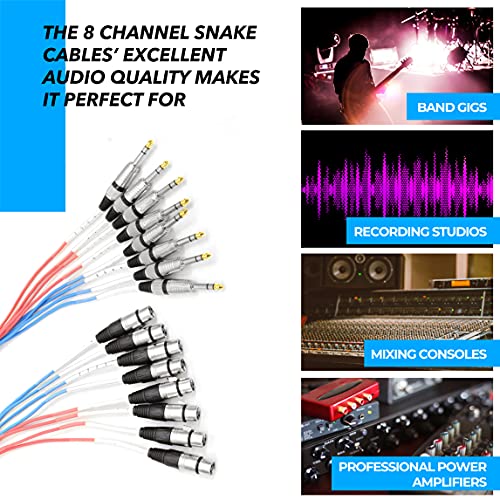 Seismic Audio Speakers 8 Channel Snake Cables, 5’ XLR Female To ¼” TRS Snake Cable - size: 5'