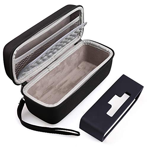 LotFancy Hard Case Fits for Bose SoundLink Mini/Mini 2 Bluetooth Speaker with Soft Silicone Cover Mesh Pocket for Accessories, Black