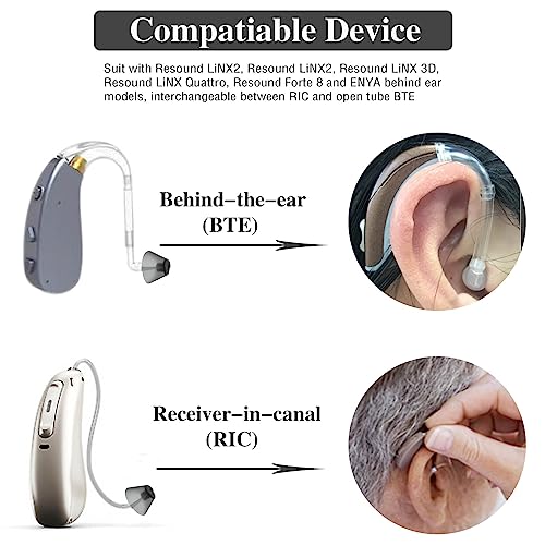 6Counts-Resound Hearing Aid Domes Sure Fit Hearing Aids Tulip Domes for Standard Receiver BTE Open Fit Hearing Amplifier Ear Tips Replacement Starkey Hearing Aid Wax Guards-（3Black+3White） - color: 3 Black + 3white - L