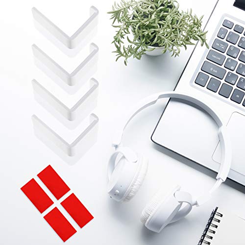 Weewooday 4 Pieces Headphone Hanger Headset Stand Holder, White | Adhesive Wall Mount Headphone Hook under Desk Acrylic Gaming Earphones Hanger for Earphone Controller - color: White