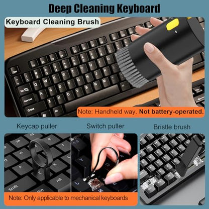 VICHYIE 20 in 1 Multifunctional Cleaner Kit for Electronic Devices (Black) | Keyboard Cleaning Brush, Headphones Cleaner Kit for AirPods, Multi-Tool for Cleaning Laptop, Earbuds, Camera, Cellphones - color: Black