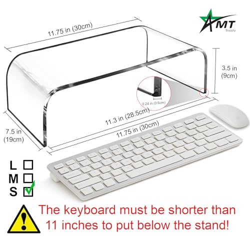 AMT Premium Acrylic Clear Monitor Riser Laptop/PC/Multimedia Monitor Stand for Home Office