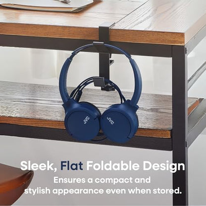 JVC USB-C Wired On-Ear Headphones with Mic – Comfortable All-Day Wear, Clear Calls, Rich Sound – Foldable & Lightweight – Tangle-Free Single-Sided Cable – Great for Gaming & Work from Home - color: Blue