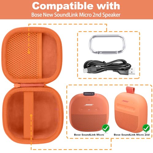 Hard Case for Bose SoundLink Micro 2nd Gen Portable Bluetooth Speaker - color: Orange Case
