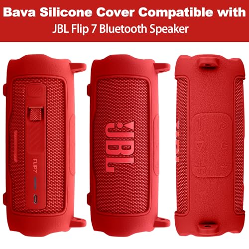 Silicone Cover for JBL Flip 7 Portable Bluetooth Speaker | Scratch-resistant, Unhindered Sound, Silicone Construction, Portable Carrying Silicone Cover, Red Silicone Cover - color: Red Cover
