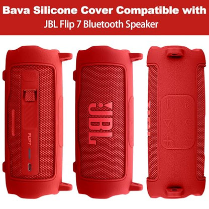 Silicone Cover for JBL Flip 7 Portable Bluetooth Speaker | Scratch-resistant, Unhindered Sound, Silicone Construction, Portable Carrying Silicone Cover, Red Silicone Cover - color: Red Cover