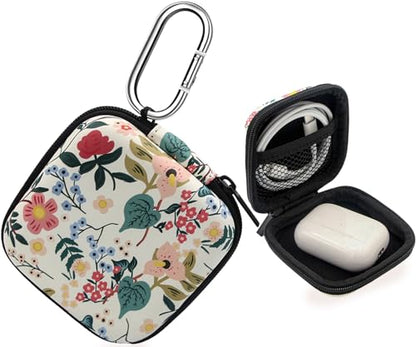 Earbud Case,Headphone Organizer Earbud Storage Bag, Hard EVA Shockproof Cover Carrying Case with Carabiner Clip Compatible with AirPods 5 4 AirPods Pro 2nd /3/2/1 Bose Galaxy Buds (Flower) - color: Flower