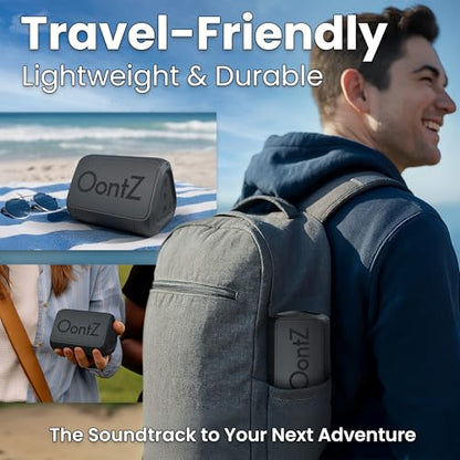 OontZ Angle Solo Compact Bluetooth Speaker, 14-Hour Playtime | Compact 5W Bluetooth speaker with clear sound, 100-ft range, IPX5, mic, AUX Input and USB-C Charging Cable. - color: Black