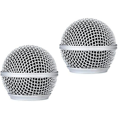RK143G Replacement Grille for Shure BLX288/SM58 Digital Handheld Wireless Microphone System 2-Pack, with Windscreen, Silver Color, 2 Pack