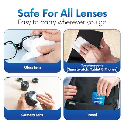 OPTEEL Lens Wipes for Eyeglasses - Pre-moistened Eyeglass Lens Cleaning Wipes - 600 Lens Wipes Individually Wrapped Sracth-Free Streak-Free Eye Glasses Wipes Lens Cleaner for Sunglass & Camera Lens - size: 600 Count (Pack of 1)