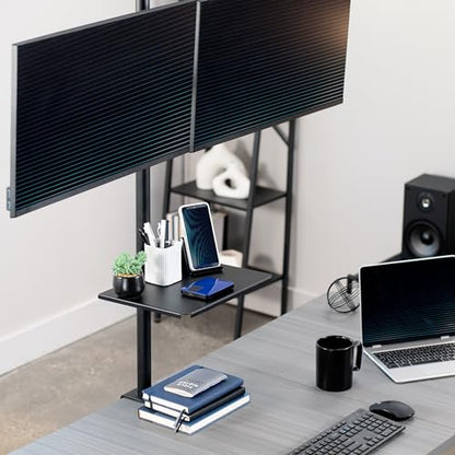 VIVO Universal Steel 14 x 10 inch Shelf Pole Mount for TV Cart, Attaches to 0.5” to 2.4” Poles, Speaker & Microphone Stands, Clamp-on Utility Storage Surface, Black, MOUNT-SF13P - size: 14 x 10 inch